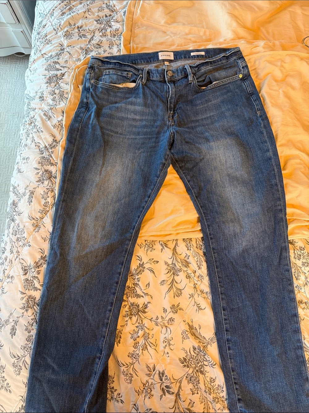 Frame Denim Men's Slim Straight Jeans in Dark Blue Wash